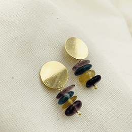 Aros dorados con Fluorita natural