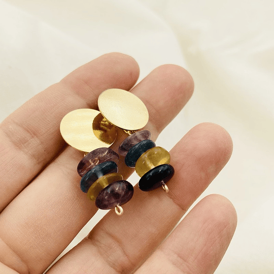 Aros dorados con Fluorita natural