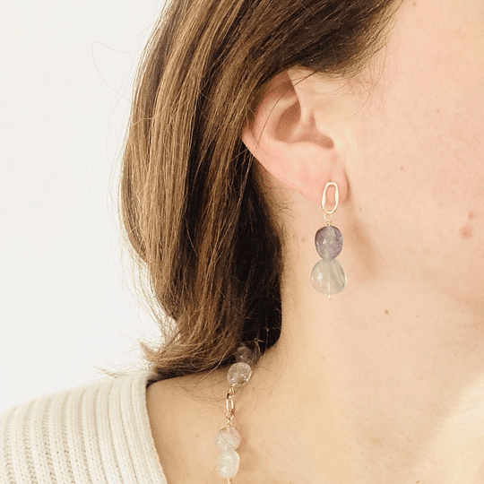 Aros dorados con piedras Fluorita