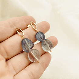 Aros dorados con piedras Fluorita