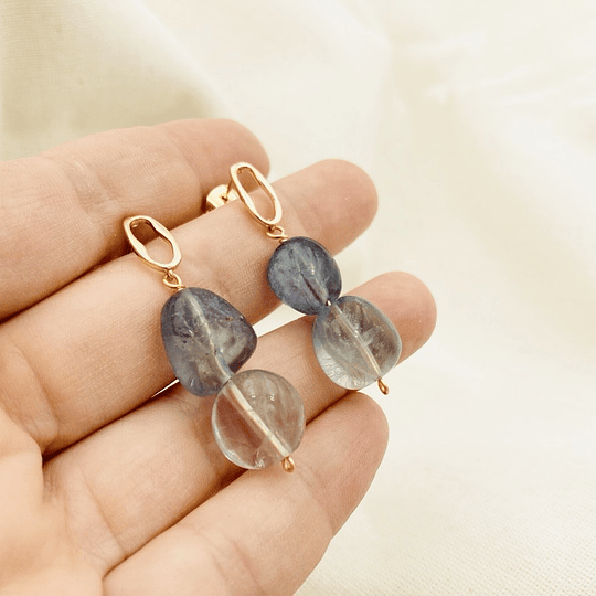 Aros dorados con piedras Fluorita