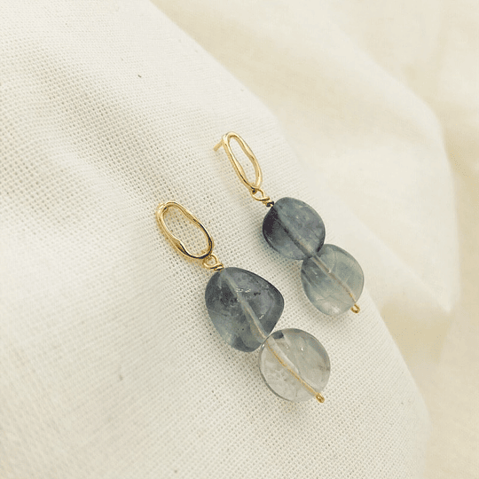 Aros dorados con piedras Fluorita