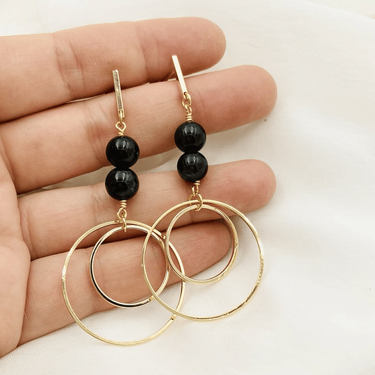 Aros Argollas Largos Con Piedras