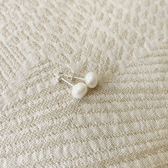 Aros de plata con perlas naturales 