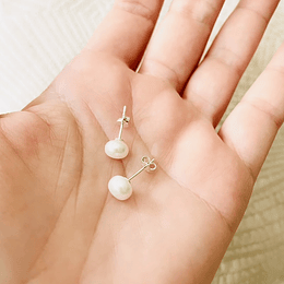 Aros de plata con perlas naturales 