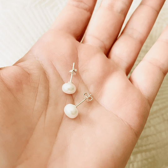 Aros de plata con perlas naturales 