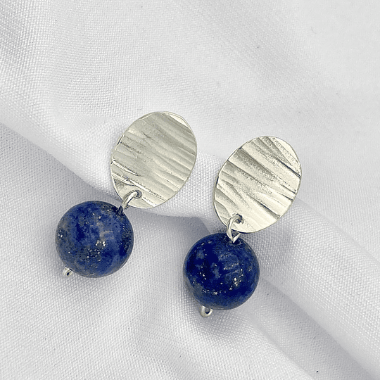 Aros óvalo de plata y Lapislázuli