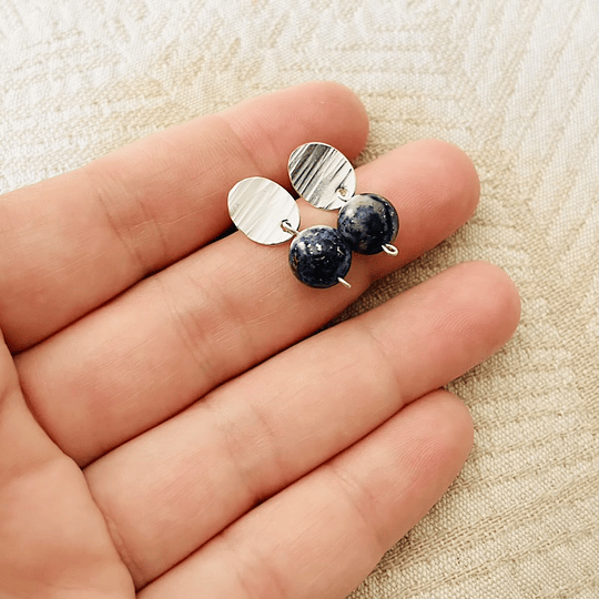 Aros óvalo de plata y Lapislázuli