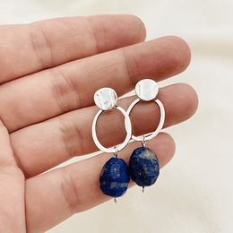 Aros de plata con piedra Lapislázuli