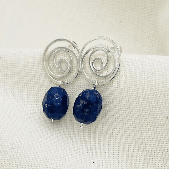 Aros Caracol con piedra Lapislázuli
