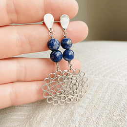 Aros sol argollas de plata y Lapislázuli
