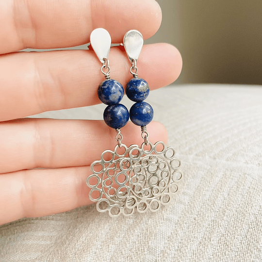 Aros sol argollas de plata y Lapislázuli