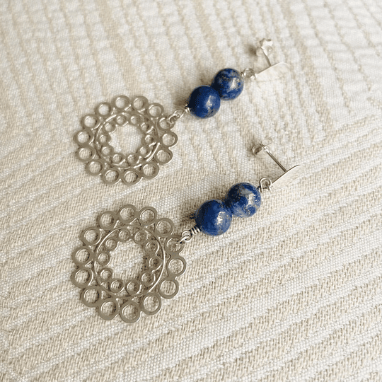 Aros sol argollas de plata y Lapislázuli