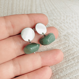 Aros de plata con piedra Aventurina