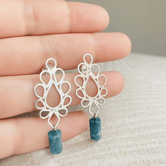 Aros de plata y piedra Apatita