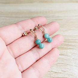 Aros dorados con piedras Amazonita