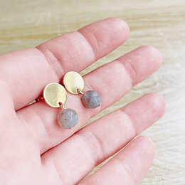 Aros dorados con piedra Labradorita