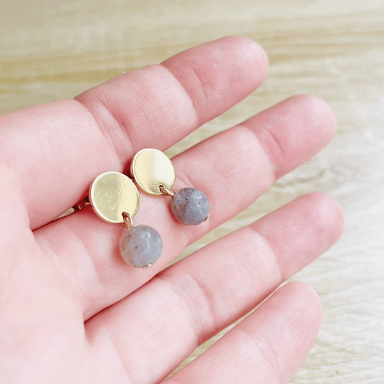 Aros dorados con piedra Labradorita
