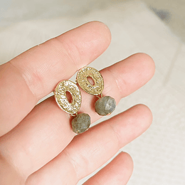 Aros dorados con Labradorita natural