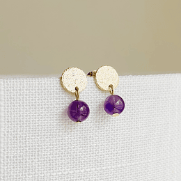 Aros mini dorados con Amatista