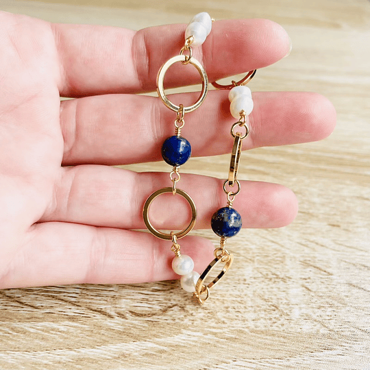 Pulsera Perlas y Lapislázuli