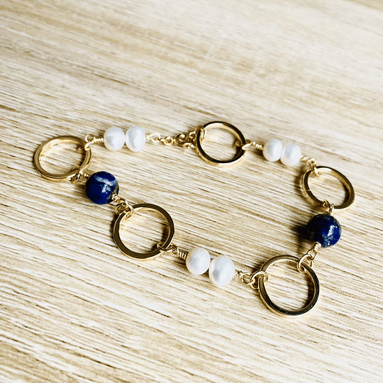 Pulsera Perlas y Lapislázuli