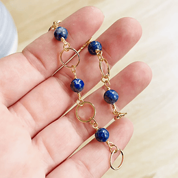 Pulsera Lapislázuli y argollas doradas