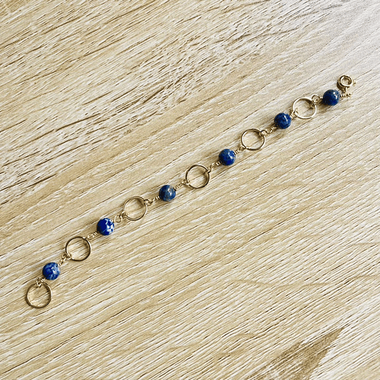 Pulsera Lapislázuli y argollas doradas