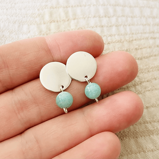 Aros de plata y piedra Amazonita