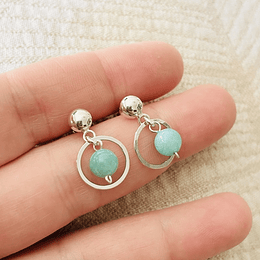 Aros argolla de plata y Amazonita