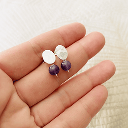 Aros de plata y piedra Amatista