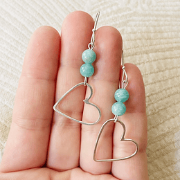 Aros corazón de plata y piedras