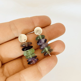 Aros de plata y piedras Fluorita
