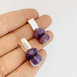Aros de plata y piedra Amatista