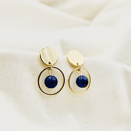 Aros argolla dorados con Lapislazuli