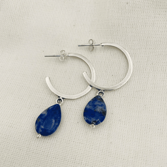 Aros argolla de plata y Lapislazuli