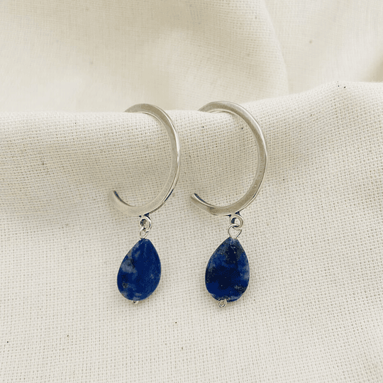 Aros argolla de plata y Lapislazuli