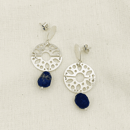 Aros mandala Abutilón de plata y Lapislázuli