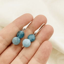 Aros Apatita y gotas de plata