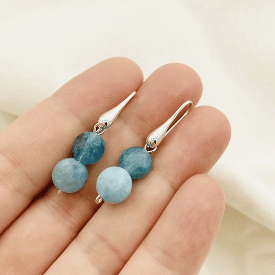 Aros Apatita y gotas de plata