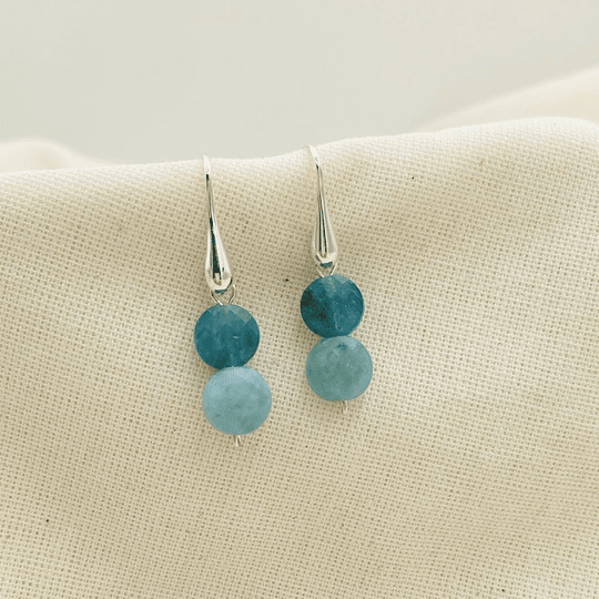 Aros Apatita y gotas de plata