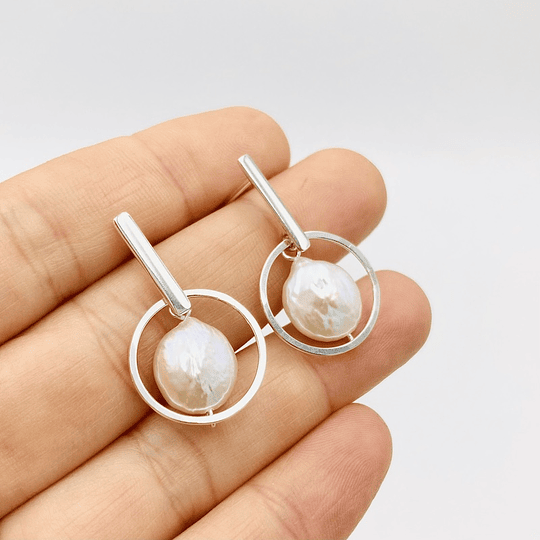 Aros de plata con perlas naturales