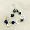 Pulsera Lapislázuli con argollas de plata