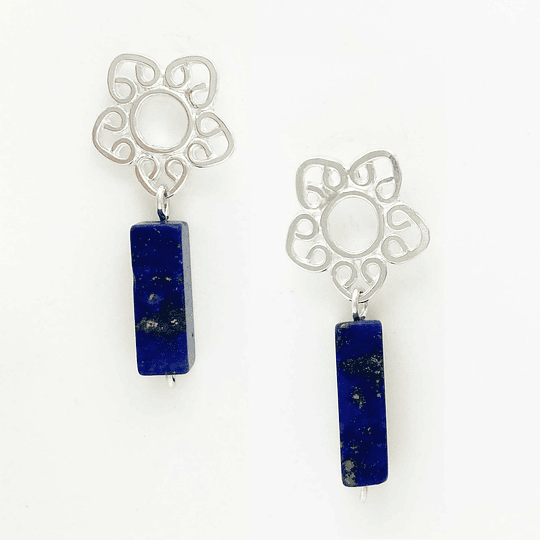Aros flor de plata y Lapislázuli