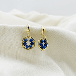 Aros ¨Girasol¨ entorchado con Lapislázuli