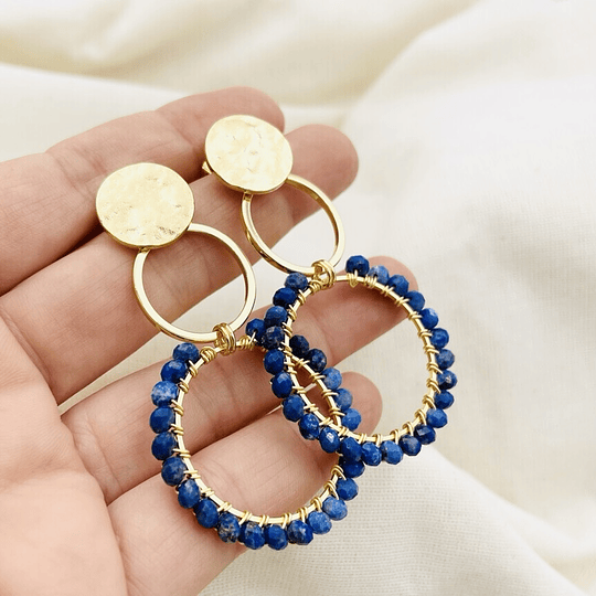 Aros ¨Camelia¨ entorchados con Lapislázuli