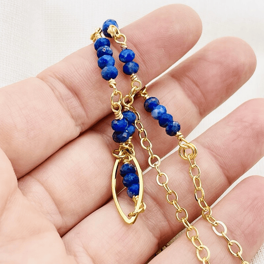 Collar ojitos dorados con Lapislázuli