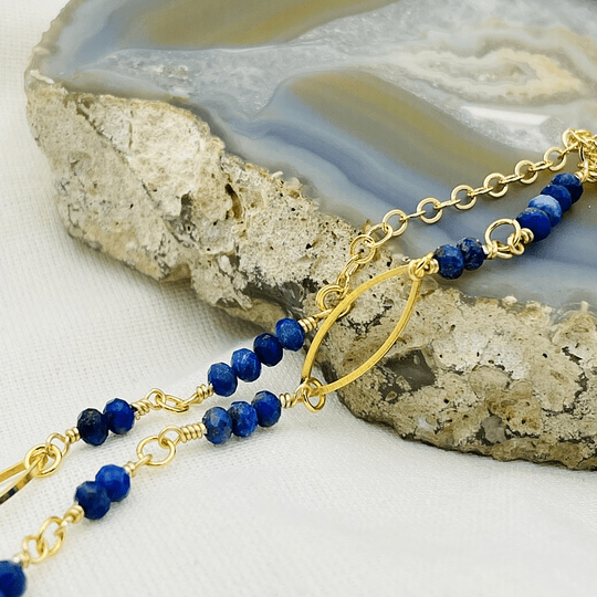 Collar ojitos dorados con Lapislázuli