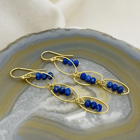 Aros cadena de óvalos con Lapislázuli