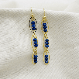 Aros cadena de óvalos con Lapislázuli